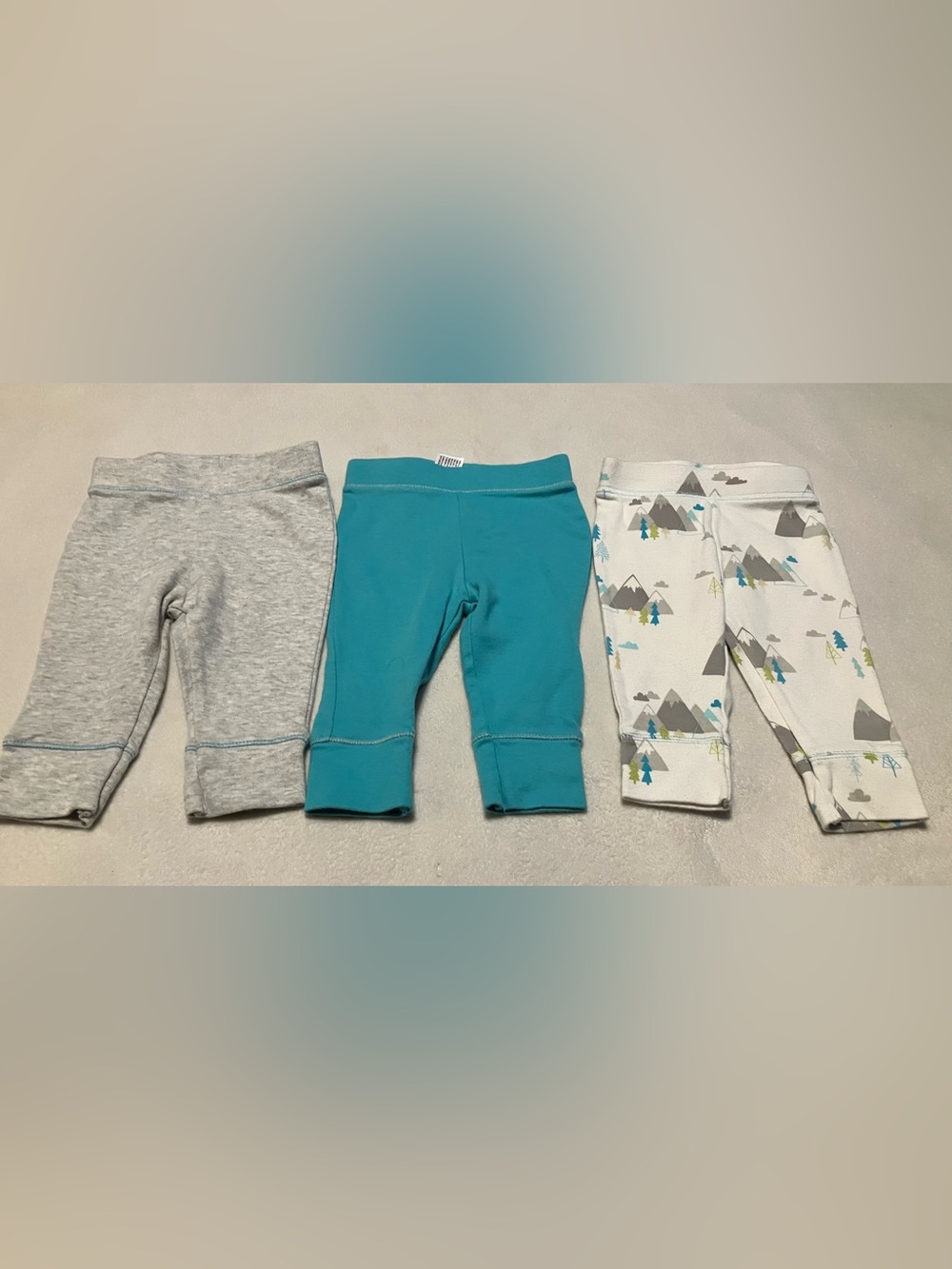 Three-Pack Baby Leggings - Gray, Teal & Mountain Print